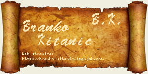 Branko Kitanić vizit kartica